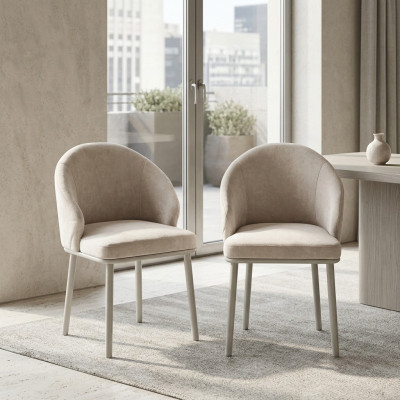 Modern dining room white 2x chairs designer kitchen padded seat furniture