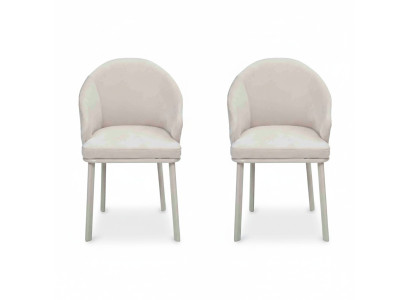 Modern dining room white 2x chairs designer kitchen padded seat furniture