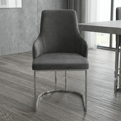 Gray Upholstered Metal Chair Luxurious Dining Room Chairs Kitchen Furniture