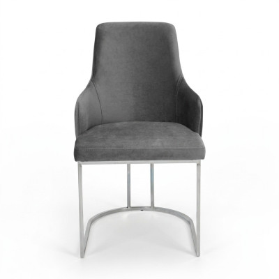 Gray Upholstered Metal Chair Luxurious Dining Room Chairs Kitchen Furniture