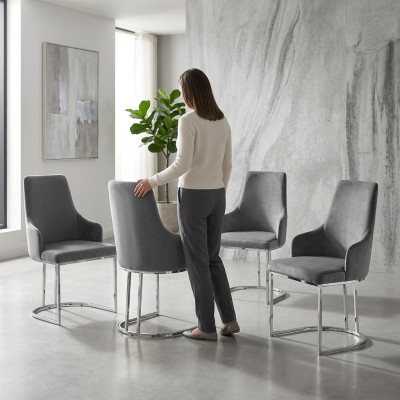 Gray Chair Set Dining Chairs Luxurious Seating Kitchen Furniture 4-piece Set