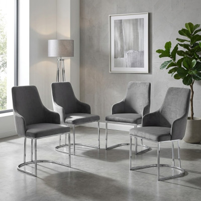 Gray Chair Set Dining Chairs Luxurious Seating Kitchen Furniture 4-piece Set