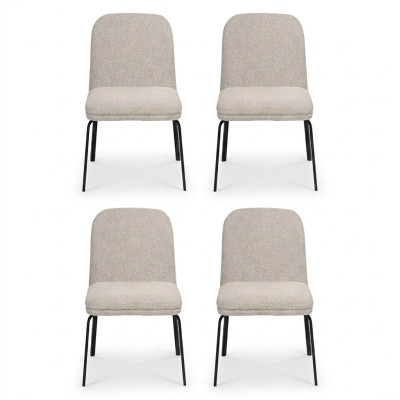 Group Furniture Chairs 4x Chair Set Textile Upholstered Seat Stainless Steel Dining Room New