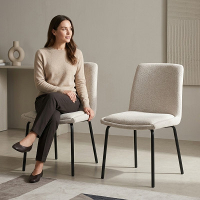 White upholstered chairs designer 2x dining chairs modern kitchen chairs