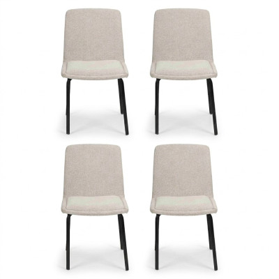 Set of Metal Upholstered Chairs Dining Room Textile 4x Armchair Chair Group