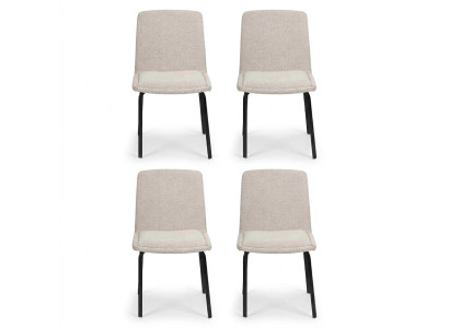 Set of Metal Upholstered Chairs Dining Room Textile 4x Armchair Chair Group