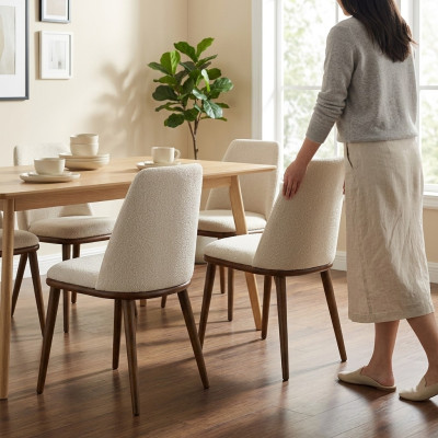 White designer chair set 4x kitchen chairs luxury seating furniture wooden frame