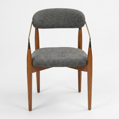 Dining Chair Gray 2x Chairs with Armrests Upholstered Furniture Luxury Furniture