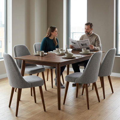 Chair Designer 6x Chairs Wooden Chair Gray Dining Chair Luxury Wood New Furniture