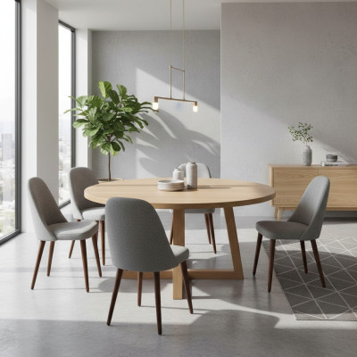 Chair Designer 6x Chairs Wooden Chair Gray Dining Chair Luxury Wood New Furniture