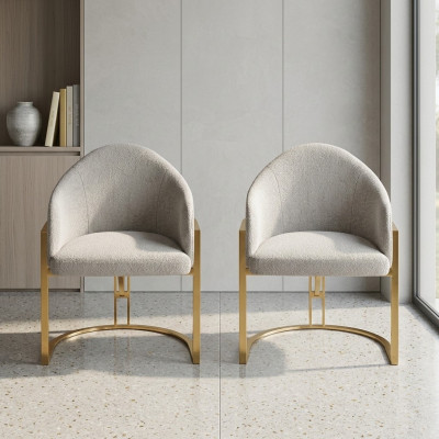 Stylish 2x Chairs Upholstered Dining Chair Metal Kitchen Chair White Modern