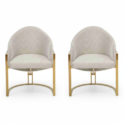 Stylish 2x Chairs Upholstered Dining Chair Metal Kitchen Chair White Modern