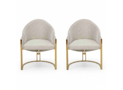 Stylish 2x Chairs Upholstered Dining Chair Metal Kitchen Chair White Modern