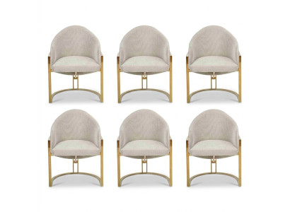 Modern 6x Chairs Upholstered Dining Chair Metal Kitchen Chair White Stylish
