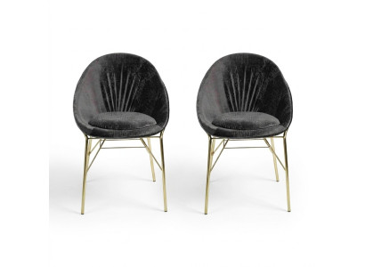 Design Black 2x Chairs Without Armrests Dining Room Modern Furniture Luxury New