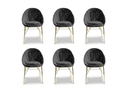 Modern design black 6x chairs without armrests dining room luxury furniture
