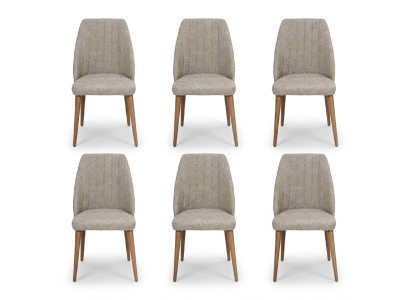 Modern 6x Chairs Upholstered Chair Luxury Armchair Gray Chair Dining Room Chair