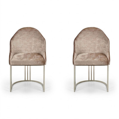 Dining room chair luxury modern 2x chairs textile design metal chair furniture