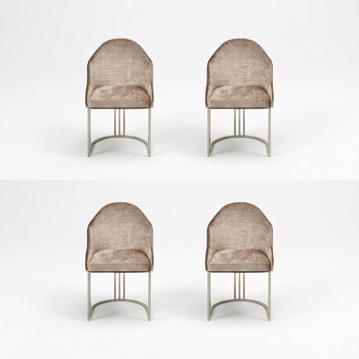 Dining room chair luxury 4x chairs textile design metal modern chair furniture