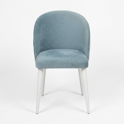 Modern dining room wooden chair without armrest, new design upholstered chair, seat blue