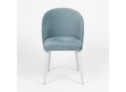 Modern dining room wooden chair without armrest, new design upholstered chair, seat blue