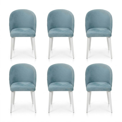 Luxury dining room wood 6x chairs blue armless new design upholstered chair
