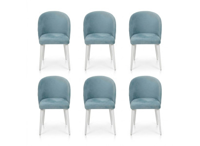 Luxury dining room wood 6x chairs blue armless new design upholstered chair