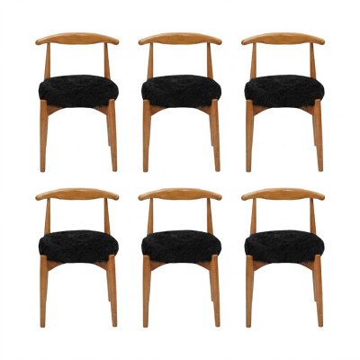 Luxury dining room wood 6x chairs brown armless design upholstered chair