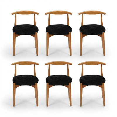Luxury dining room wood 6x chairs brown armless design upholstered chair