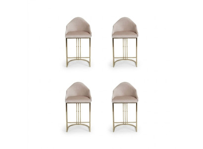 Stylish dining table with 4 chairs, beige upholstered chair furniture, seating cushion chairs