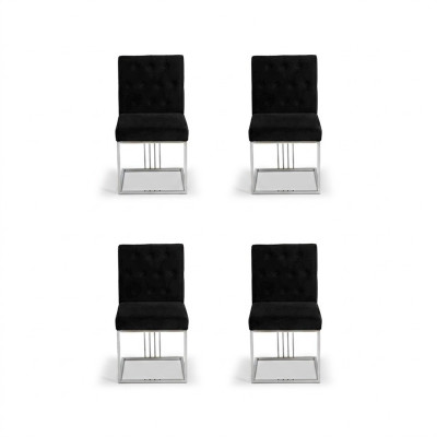 Black set of 4 chairs, armchair, designer dining room furniture, dining chairs, stainless steel chair