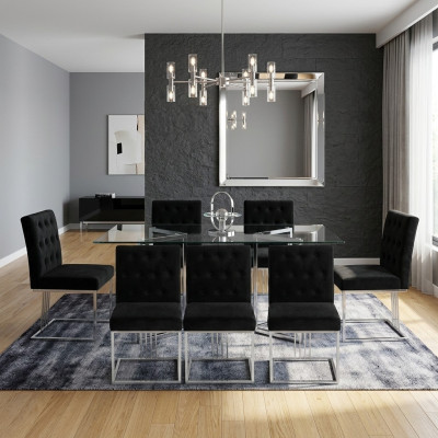 Black Dining Room 6x Chairs Armchair Designer Furniture Dining Chairs Stainless Steel Chair