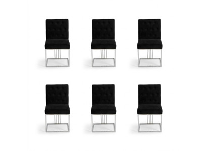 Black Dining Room 6x Chairs Armchair Designer Furniture Dining Chairs Stainless Steel Chair