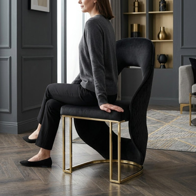 Stylish Chair Dining Chair Black Kitchen Chair Armchair Luxury Modern Novelty