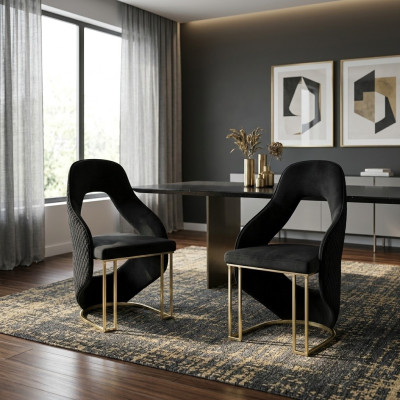 Stylish 2x Dining Room Chairs Black Kitchen Chair Armchair Luxury Novelty