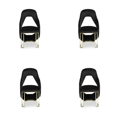 Stylish 4x Chairs Dining Chair Black Kitchen Chair Armchair Luxury Novelty