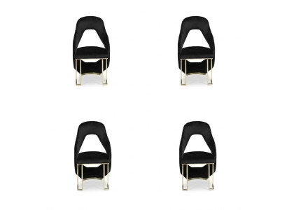 Stylish 4x Chairs Dining Chair Black Kitchen Chair Armchair Luxury Novelty