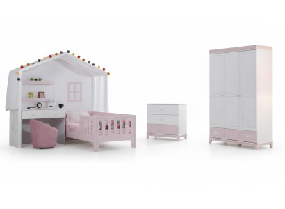 Children's room set modern: children's bed with desk, dresser, wardrobe