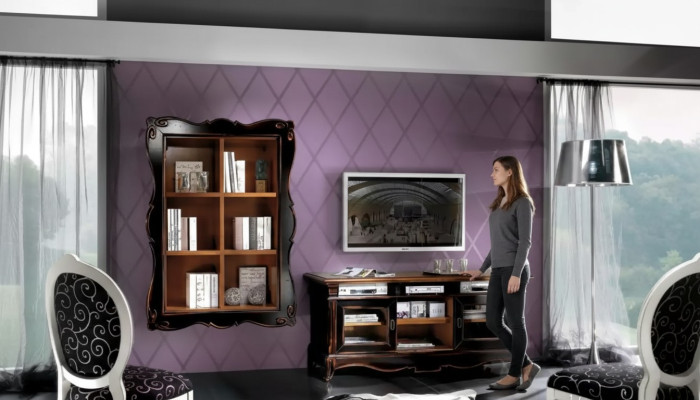 TV stand wall unit shelves living room classic wood design furniture new