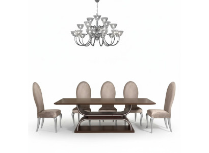 Complete set dining table 6x chairs dining room set dining group wooden table 7-piece