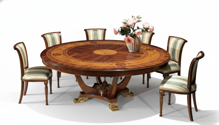 Round table wood tables classic style dining living room furniture brown new
