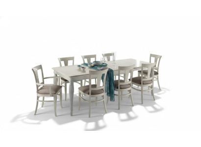 Complete set dining table 8x chairs luxury dining room suite white Italy