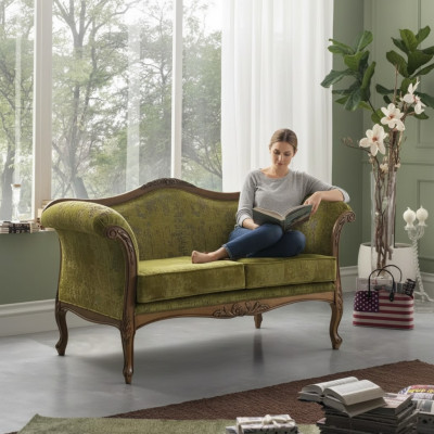 Sofa 2-seater fabric wood upholstered couch sofas design luxury new sofa