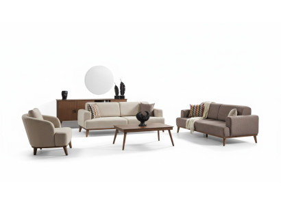 Living room furniture set 331 3-seater sofa armchair 4-piece group new beige