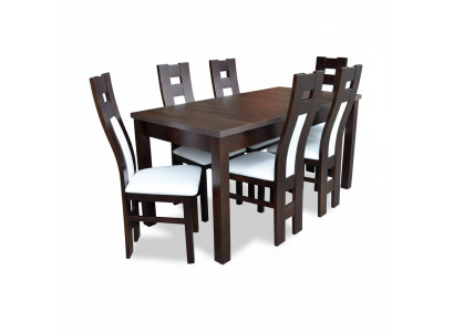 Classic dining table wood dining room set 6x chairs set brown
