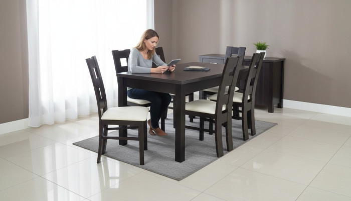 Classic dining table wood dining room set 6x chairs set 7 pcs.