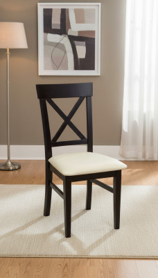 Classic Chair Black Wood Seat Upholstery Design Textile Modern Style New
