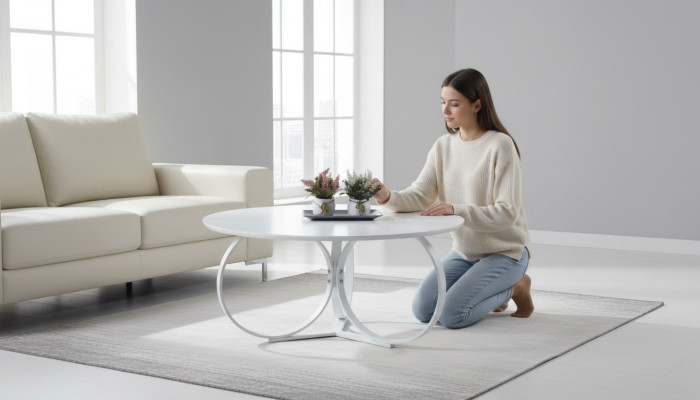 White round coffee table living room table designer furniture modern furniture