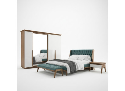 Complete bedroom bed 2x nightstands modern wardrobe bench new