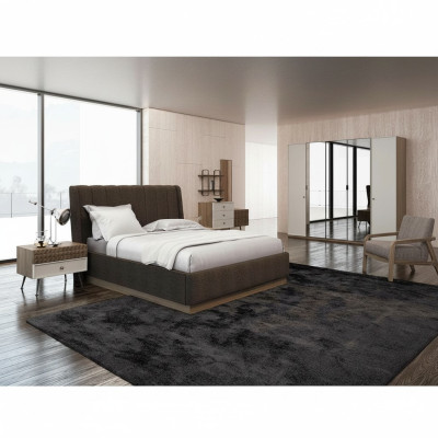 Luxury bedroom double bed 2x bedside tables wood complete 6-piece modern